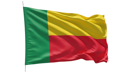 benin flag waving in wind isolated on transparent png