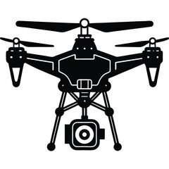 Drone Vector Silhouette illustration Silhouette of drone with extended camera gimbal