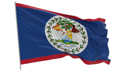 belize flag waving in wind isolated on transparent png