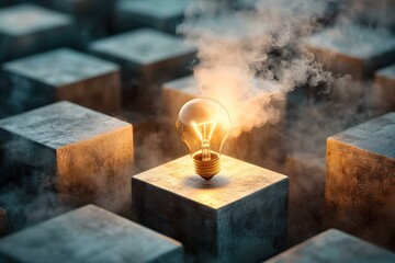 Innovation Unveiled: Lightbulb in a Stone Box