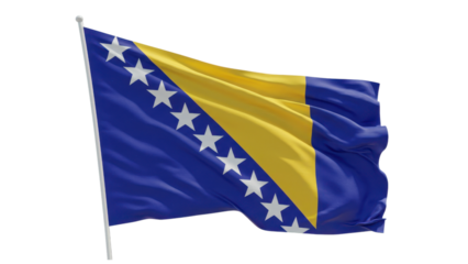 bosnia flag waving in wind isolated on transparent png