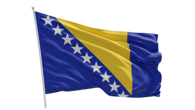 bosnia flag waving in wind isolated on transparent png