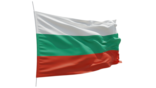 bulgaria flag waving in wind isolated on transparent png