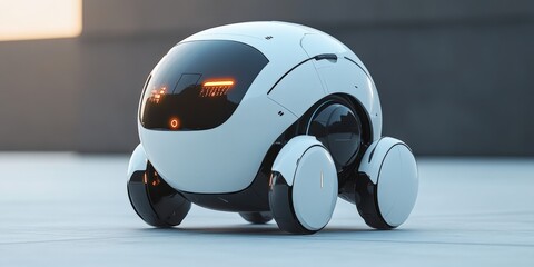 Autonomous robot vehicle demonstration urban environment digital futuristic design