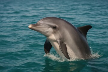 Playful dolphin in ocean waters. © Rawpixel.com