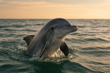 Playful dolphin in serene ocean © Rawpixel.com