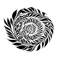 black and white abstract vector leaf