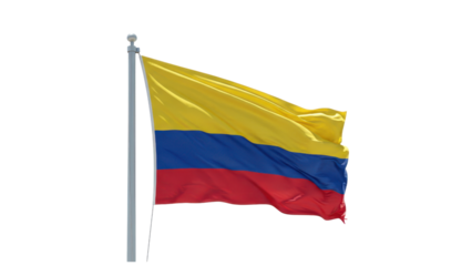 colombia flag waving in wind isolated on transparent png