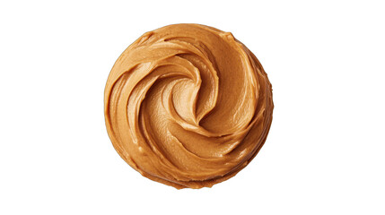 Smooth peanut butter swirl closeup on white background delicious food texture
