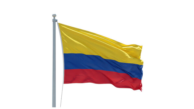 colombia flag waving in wind isolated on transparent png - Powered by Adobe