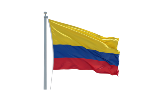 colombia flag waving in wind isolated on transparent png