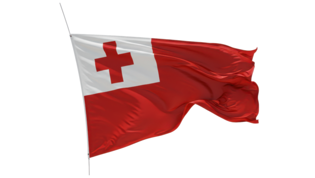 tonga flag waving in wind isolated on transparent png