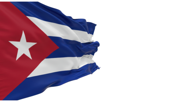 cuba flag waving in wind isolated on transparent png