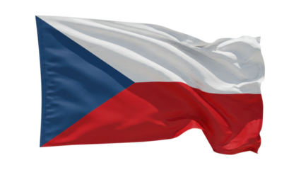 Czech Republic flag waving in wind isolated on transparent png
