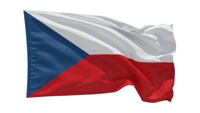 Czech Republic flag waving in wind isolated on transparent png