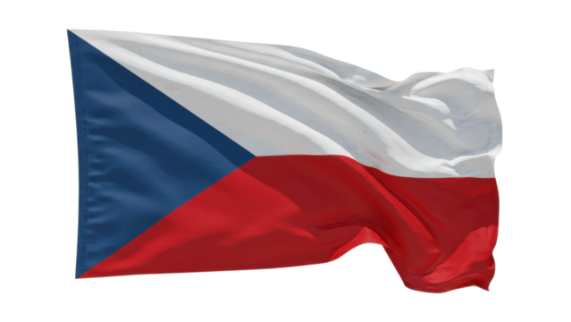 Czech Republic flag waving in wind isolated on transparent png