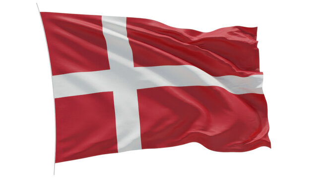 denmark flag waving in wind isolated on transparent png
