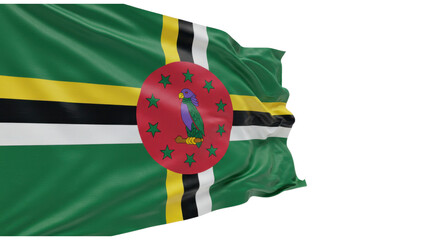 dominica flag waving in wind isolated on transparent png