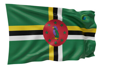 dominica flag waving in wind isolated on transparent png