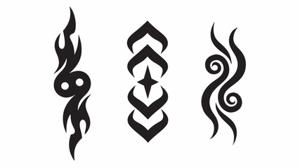 Obraz premium Tribal Tattoo Designs Three bold black ink patterns featuring flames geometric shapes and flowing waves perfect for body