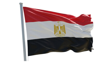egypt flag waving in wind isolated on transparent png