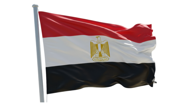 egypt flag waving in wind isolated on transparent png