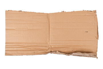 Torn piece of cardboard with irregular edges on white background