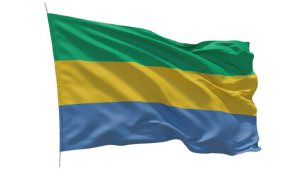 Obraz premium gabon flag waving in wind isolated on transparent png