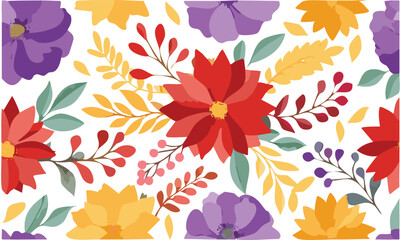 Vibrant Abstract Colorful Floral Seamless Pattern Background
