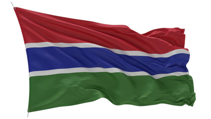gambia flag waving in wind isolated on transparent png