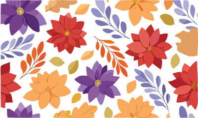 Vibrant Abstract Colorful Floral Seamless Pattern Background