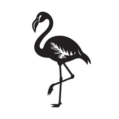 Minimal Flamingo Icon – One-Legged Bird Silhouette in Black