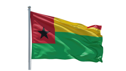 guinea bissau flag waving in wind isolated on transparent png