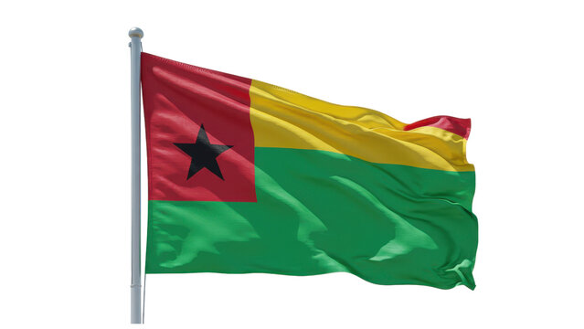 guinea bissau flag waving in wind isolated on transparent png - Powered by Adobe