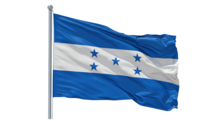 honduras flag waving in wind isolated on transparent png