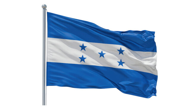 honduras flag waving in wind isolated on transparent png