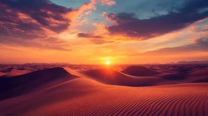 Fotobehang desert sunset landscape © arisa