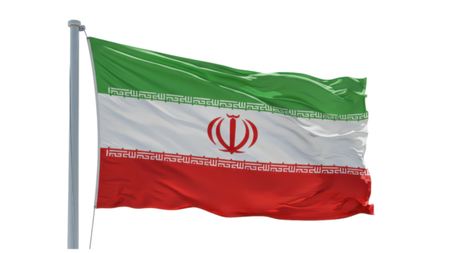 iran flag waving in wind isolated on transparent png