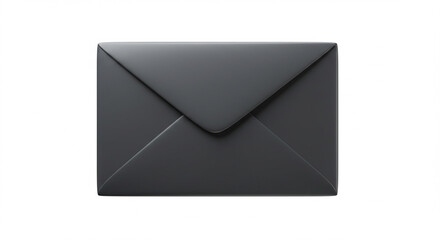 Elegant 3D Render of a Matte Black Envelope on a Clean White Background