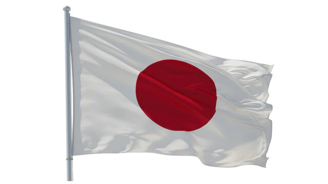 japan flag waving in wind isolated on transparent png