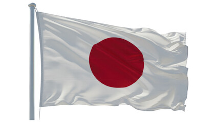 japan flag waving in wind isolated on transparent png