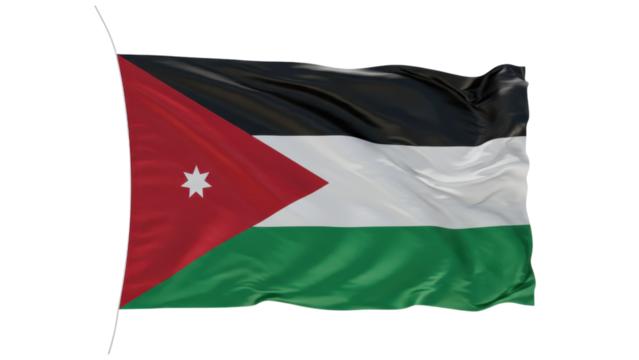 jordan flag waving in wind isolated on transparent png