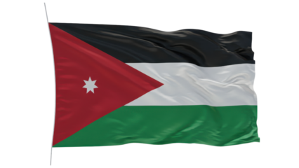 jordan flag waving in wind isolated on transparent png