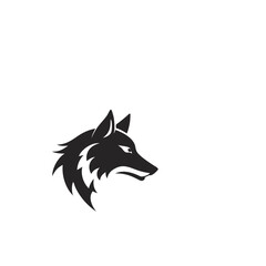 Black wolf head logo design vector illustration