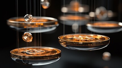 Floating decentralized stablecoin dashboard visualizing inflation protection metrics, isolated, PNG format, transparent background. Varient 5