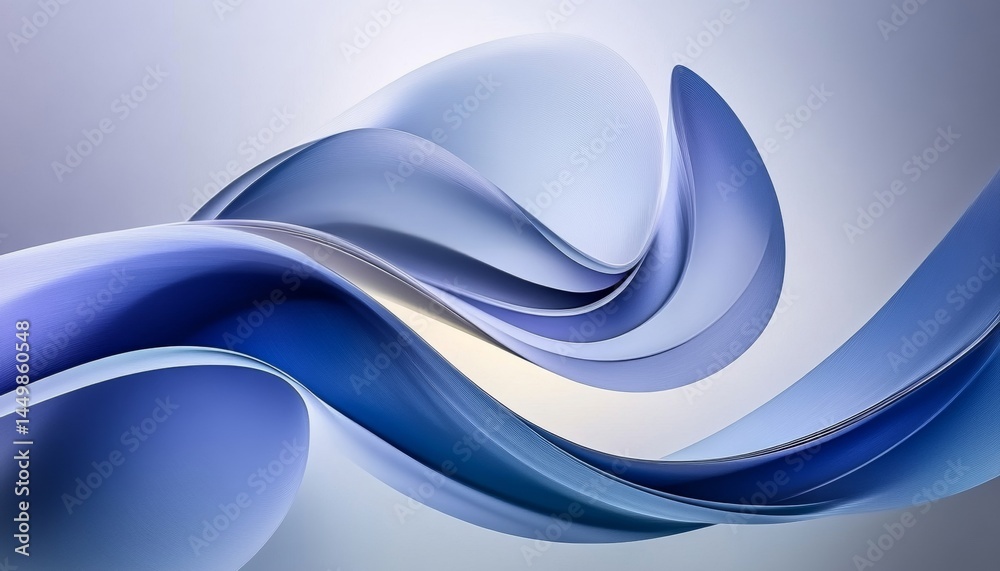 Poster fluid dynamics abstract 3d illustration of layered indigo and cobalt waves on gradient background