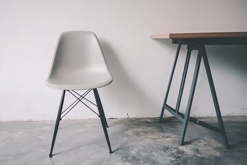 Modern chair and table in minimalist space