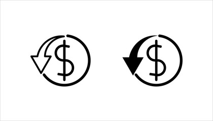 Dollar trend down icon . vector illustration, pictogram isolated on white background. color editable