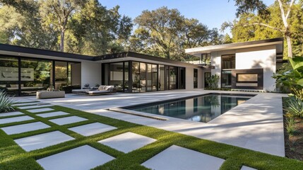 Contemporary architecture enhanced by beautiful outdoor spaces.