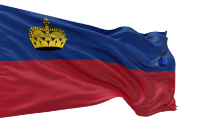 liechtenstein flag waving in wind isolated on transparent png
